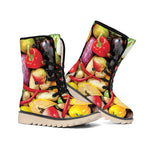 Fresh Fruits And Vegetables Print Winter Boots