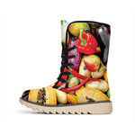 Fresh Fruits And Vegetables Print Winter Boots