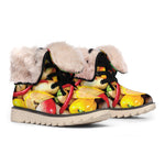 Fresh Fruits And Vegetables Print Winter Boots