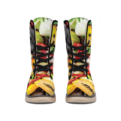 Fresh Fruits And Vegetables Print Winter Boots