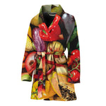 Fresh Fruits And Vegetables Print Women's Bathrobe