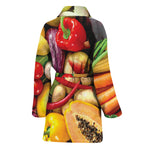 Fresh Fruits And Vegetables Print Women's Bathrobe