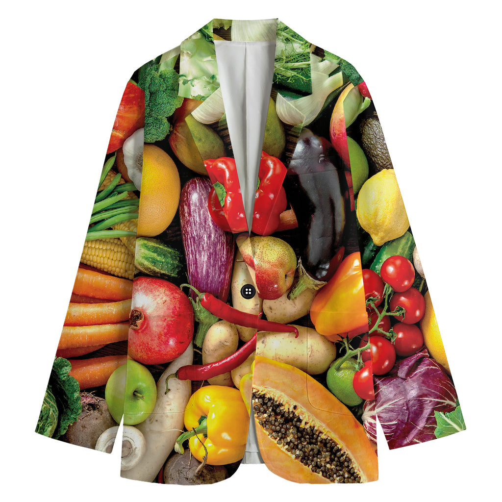 Fresh Fruits And Vegetables Print Women's Blazer