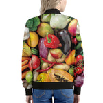 Fresh Fruits And Vegetables Print Women's Bomber Jacket