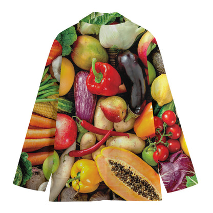 Fresh Fruits And Vegetables Print Women's Cotton Blazer