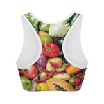 Fresh Fruits And Vegetables Print Women's Sports Bra