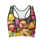 Fresh Fruits And Vegetables Print Women's Sports Bra