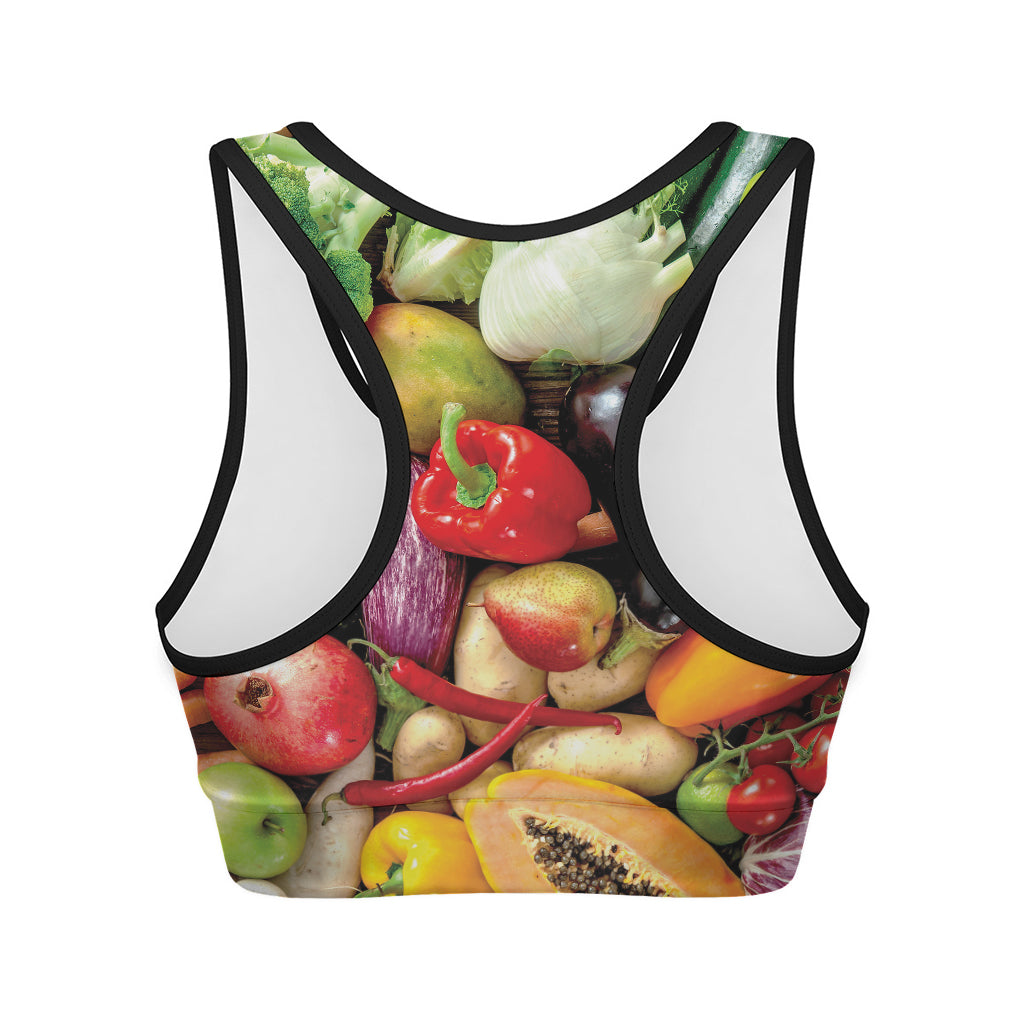 Fresh Fruits And Vegetables Print Women's Sports Bra
