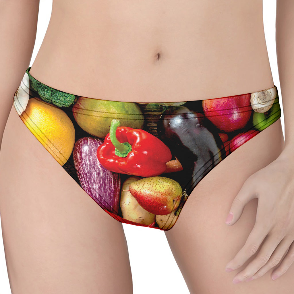 Fresh Fruits And Vegetables Print Women's Thong