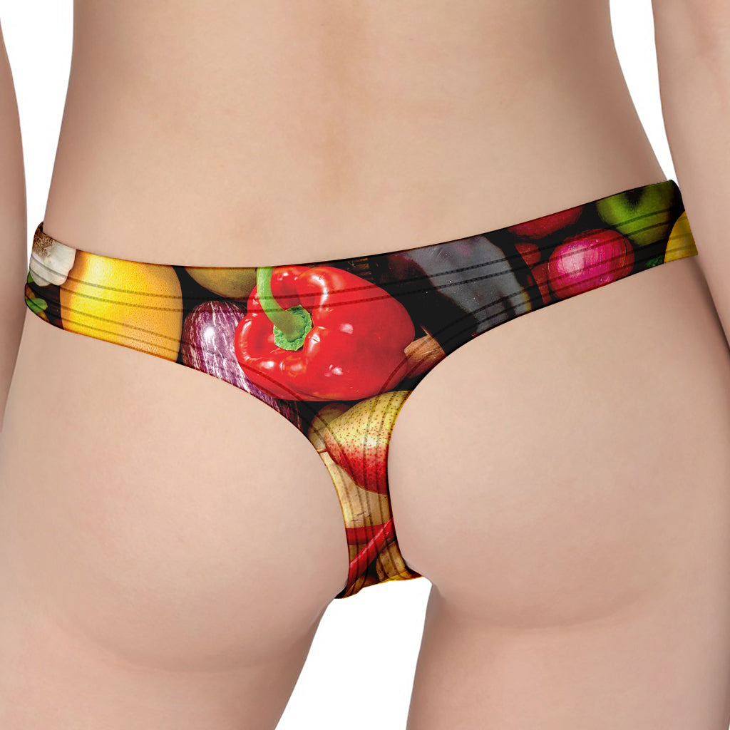 Fresh Fruits And Vegetables Print Women's Thong