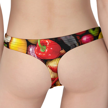 Fresh Fruits And Vegetables Print Women's Thong