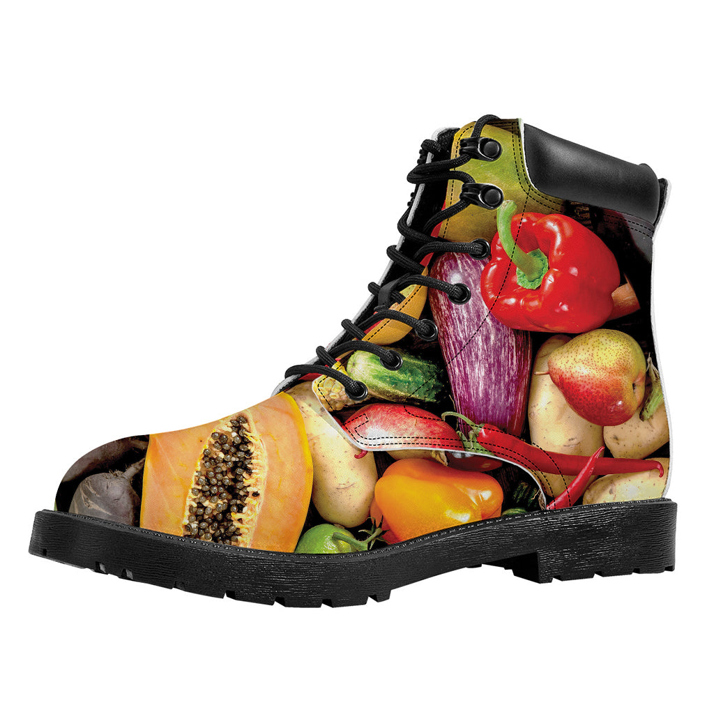 Fresh Fruits And Vegetables Print Work Boots