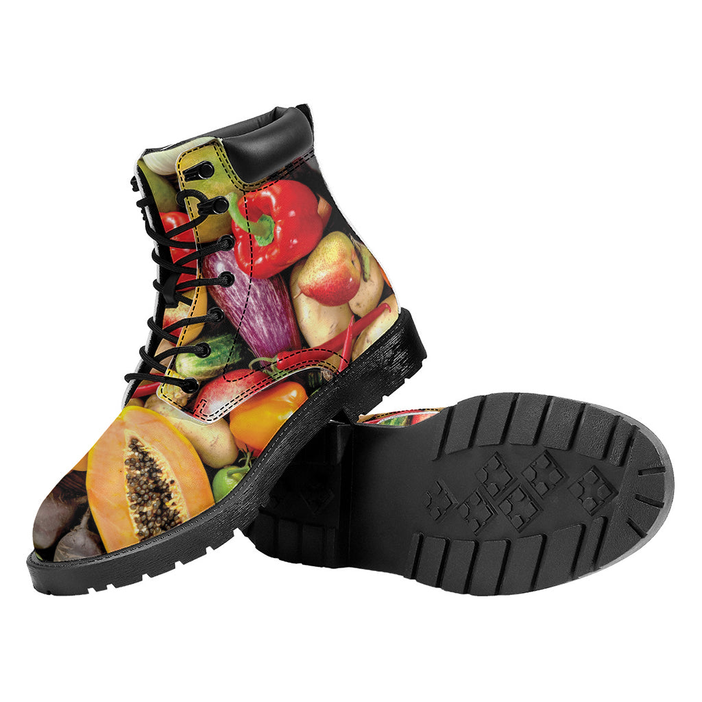 Fresh Fruits And Vegetables Print Work Boots