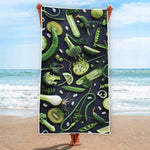 Fresh Green Fruit And Vegetables Print Beach Towel