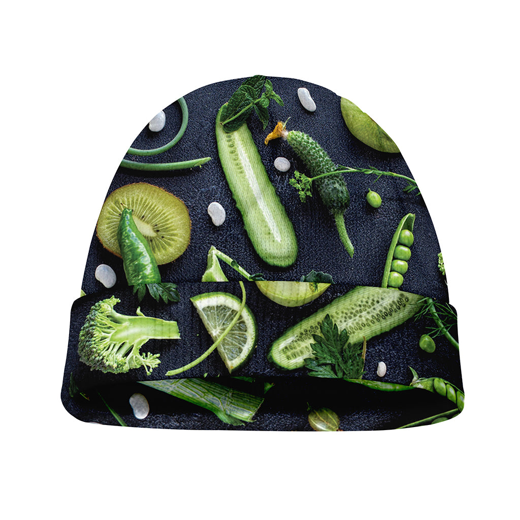 Fresh Green Fruit And Vegetables Print Beanie