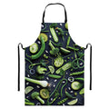 Fresh Green Fruit And Vegetables Print Bib Apron With Pocket