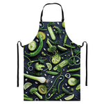 Fresh Green Fruit And Vegetables Print Bib Apron With Pocket