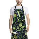 Fresh Green Fruit And Vegetables Print Bib Apron With Pocket