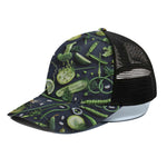 Fresh Green Fruit And Vegetables Print Black Mesh Trucker Cap