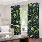 Fresh Green Fruit And Vegetables Print Blackout Grommet Curtains