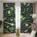 Fresh Green Fruit And Vegetables Print Blackout Pencil Pleat Curtains