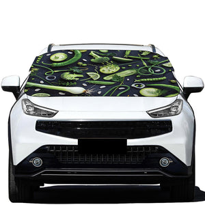 Fresh Green Fruit And Vegetables Print Car Windshield Snow Cover