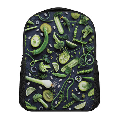 Fresh Green Fruit And Vegetables Print Casual Backpack