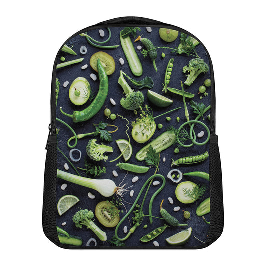 Fresh Green Fruit And Vegetables Print Casual Backpack