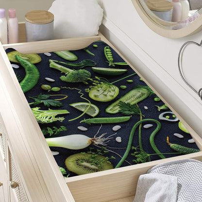 Fresh Green Fruit And Vegetables Print Changing Pad Cover