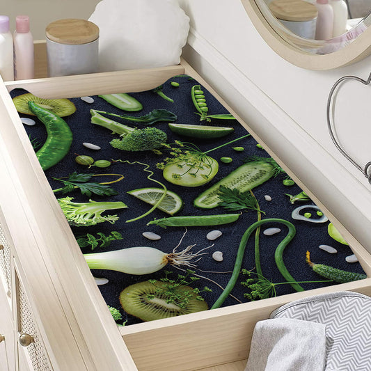 Fresh Green Fruit And Vegetables Print Changing Pad Cover