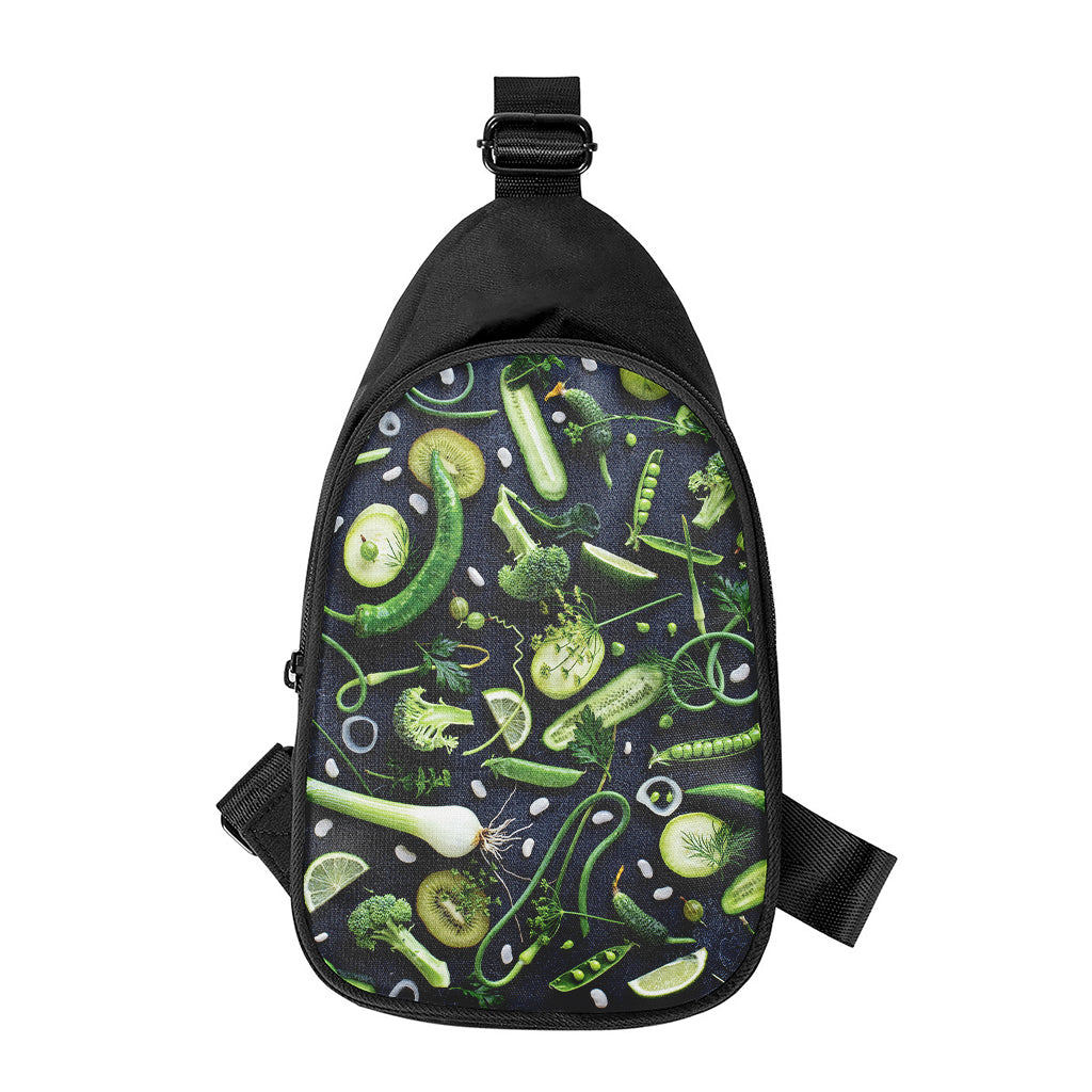 Fresh Green Fruit And Vegetables Print Chest Bag