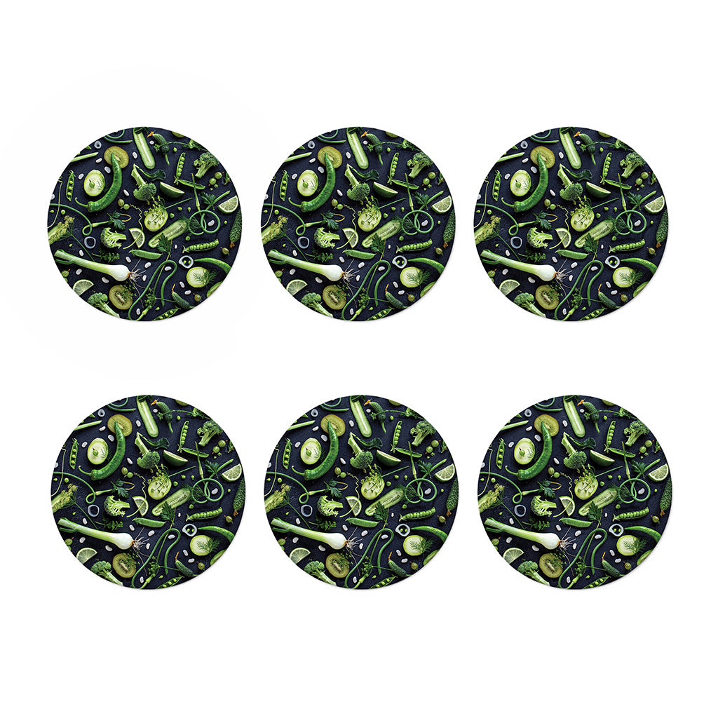 Fresh Green Fruit And Vegetables Print Coaster Set