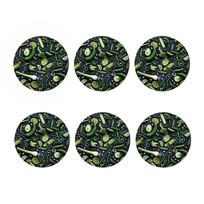 Fresh Green Fruit And Vegetables Print Coaster Set