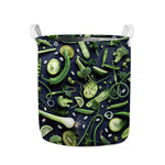 Fresh Green Fruit And Vegetables Print Collapsible Laundry Basket