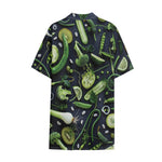 Fresh Green Fruit And Vegetables Print Cotton Hawaiian Shirt