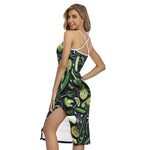 Fresh Green Fruit And Vegetables Print Cross Back Cami Dress