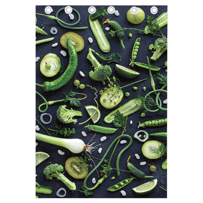 Fresh Green Fruit And Vegetables Print Curtain