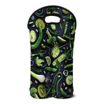 Fresh Green Fruit And Vegetables Print Double Neoprene Wine Tote