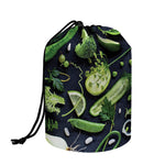 Fresh Green Fruit And Vegetables Print Drawstring Makeup Bag