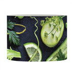 Fresh Green Fruit And Vegetables Print Drum Lamp Shade
