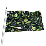 Fresh Green Fruit And Vegetables Print Flag