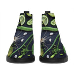 Fresh Green Fruit And Vegetables Print Flat Ankle Boots