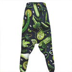 Fresh Green Fruit And Vegetables Print Hammer Pants