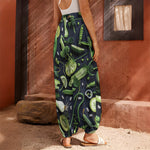 Fresh Green Fruit And Vegetables Print Harem Pants