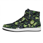 Fresh Green Fruit And Vegetables Print High Top Leather Sneakers