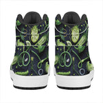 Fresh Green Fruit And Vegetables Print High Top Leather Sneakers