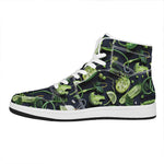 Fresh Green Fruit And Vegetables Print High Top Leather Sneakers