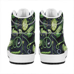 Fresh Green Fruit And Vegetables Print High Top Leather Sneakers