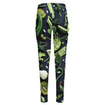 Fresh Green Fruit And Vegetables Print High-Waisted Pocket Leggings