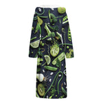 Fresh Green Fruit And Vegetables Print Hooded Bathrobe